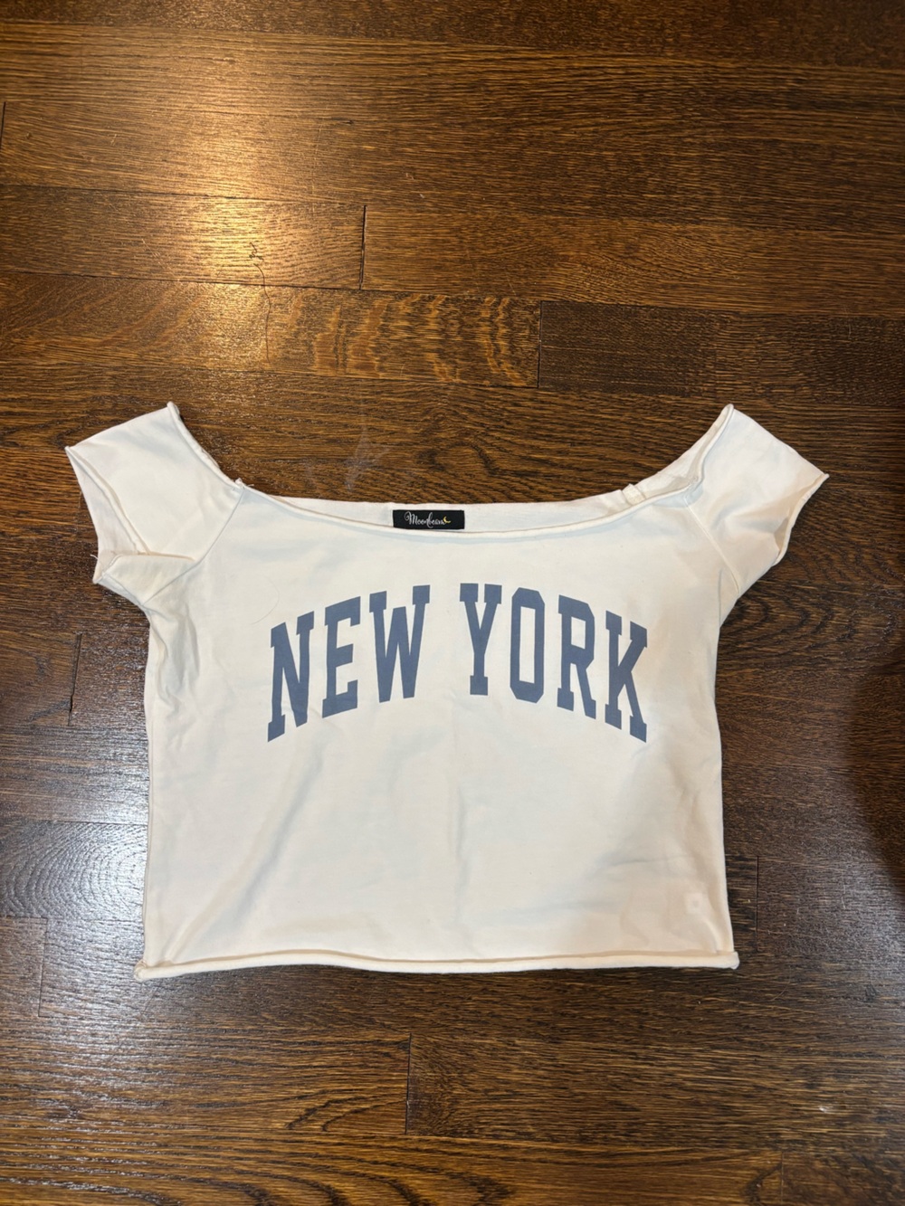 Off-Shoulder NEW YORK Crop Top - White